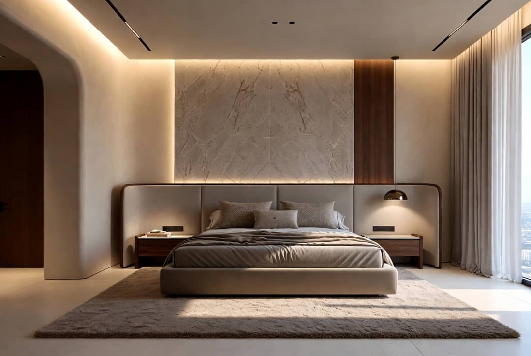 Home Golden Hour Marble Feature Wall – Dramatic Light And Shadows Luxurious Material Contrast